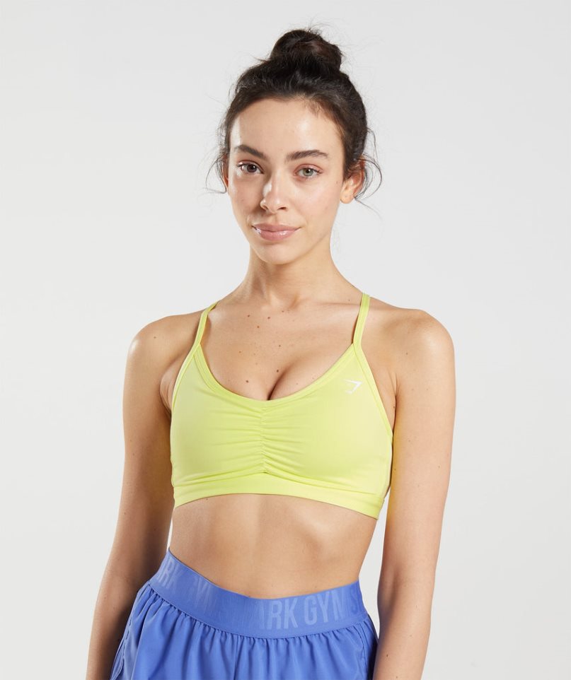 Women\'s Gymshark Ruched Training Sports Bra Yellow | CA 0A5D18